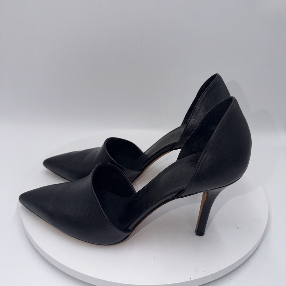 Vince Claire d'Orsay Black Pointed Toe Leather High Heel Pump Size 9